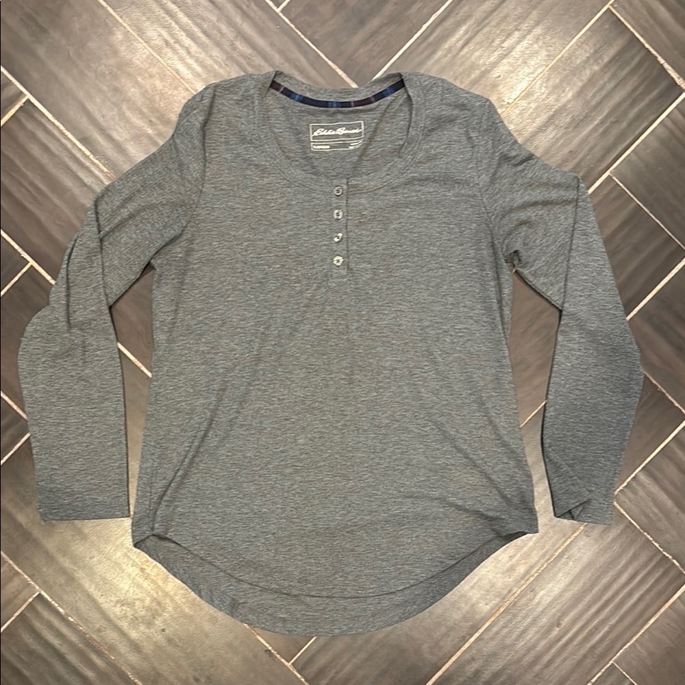 Eddie Bauer Gray Long Sleeve Henley